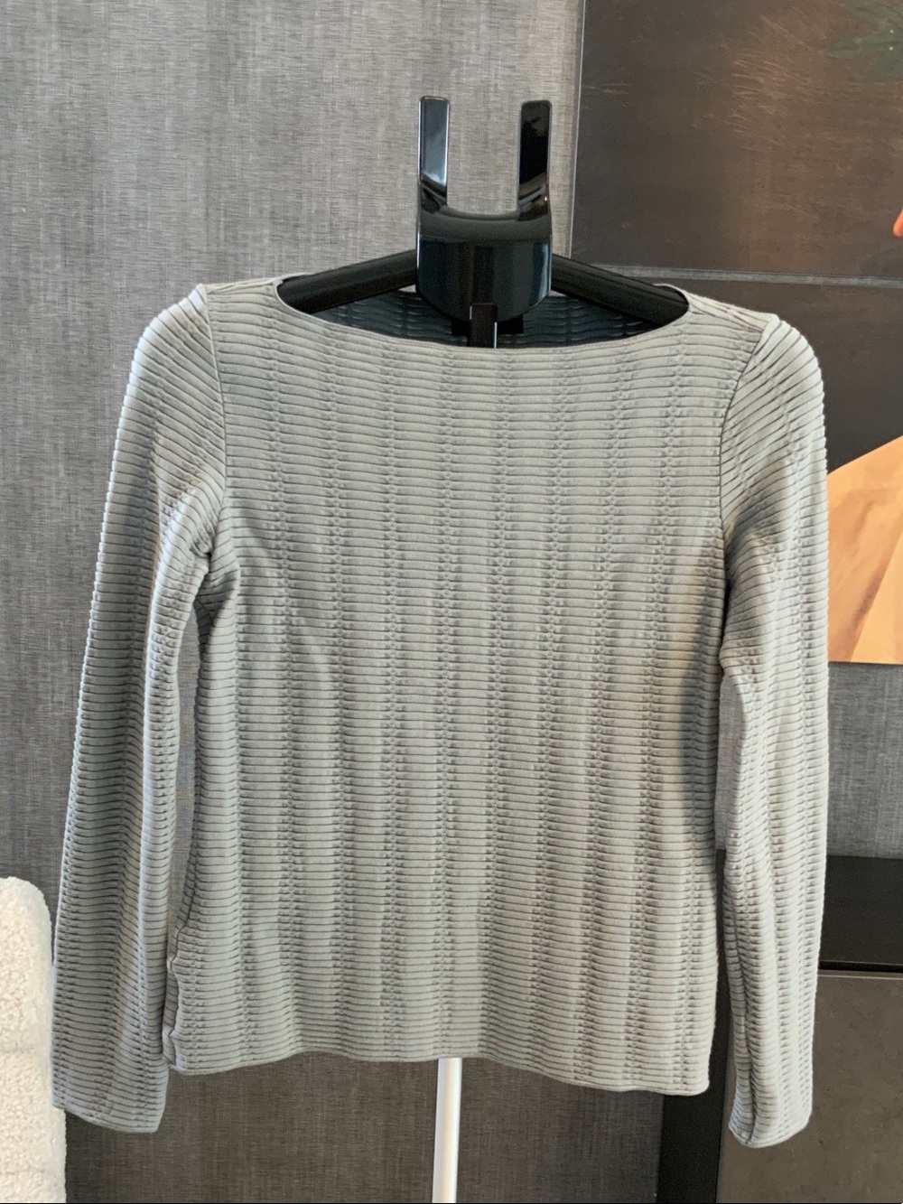 Emporio Armani Ribbed Knit Top in Light gray M